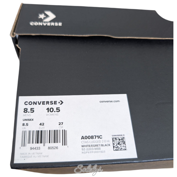 Converse CTAS Lugged 2.0 Platform White Canvas Sneaker Boot Womens 10.5 NEW - Picture 8 of 11